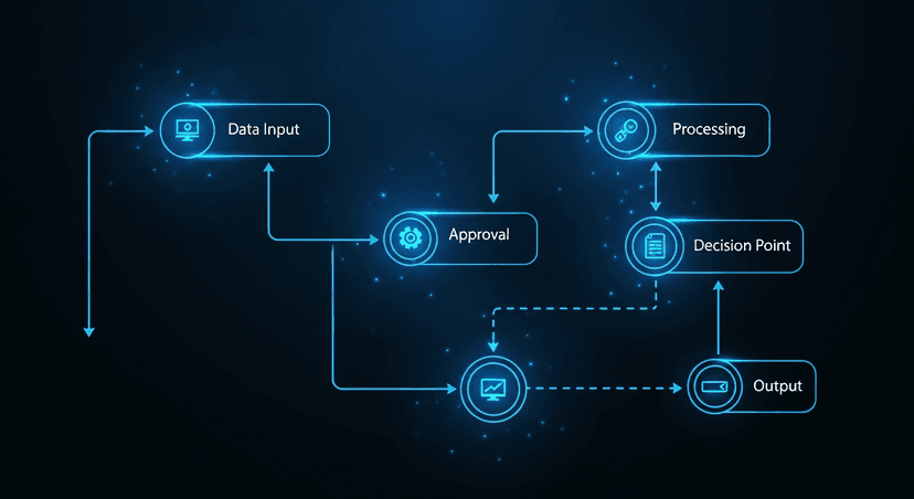 A digital flowchart representing an automated business workflow.