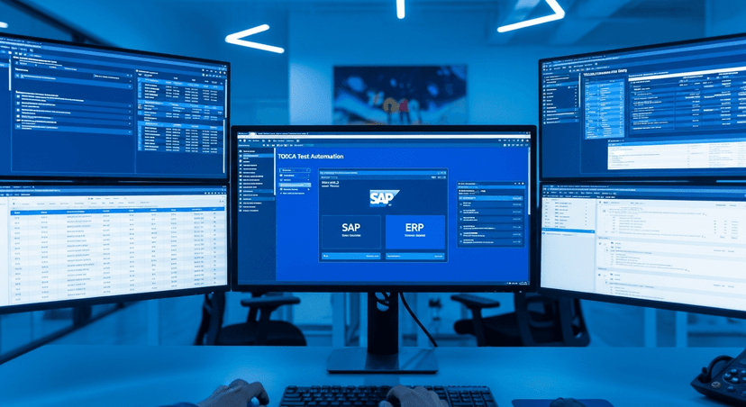 SAP automation testing with TOSCA showing test execution dashboard